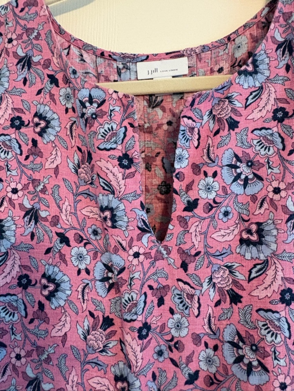 🌸 J. Jill Love Linen Floral Dress – Cottagecore Charm with Blue Accents | Sz L - Picture 10 of 10